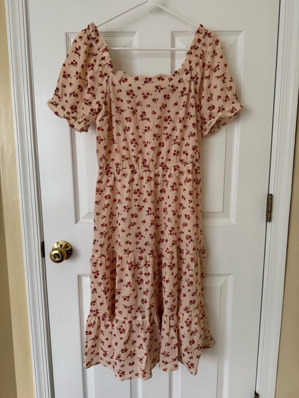 Monteau Puff Sleeve Midi Dress With Floral Print